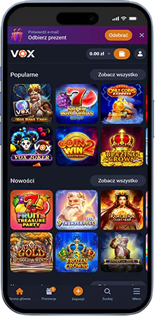 Ekran początkowy po Vox Casino zaloguj