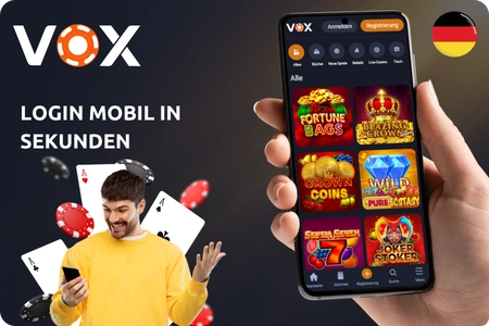 Mobiler Login-Bereich im Vox Casino